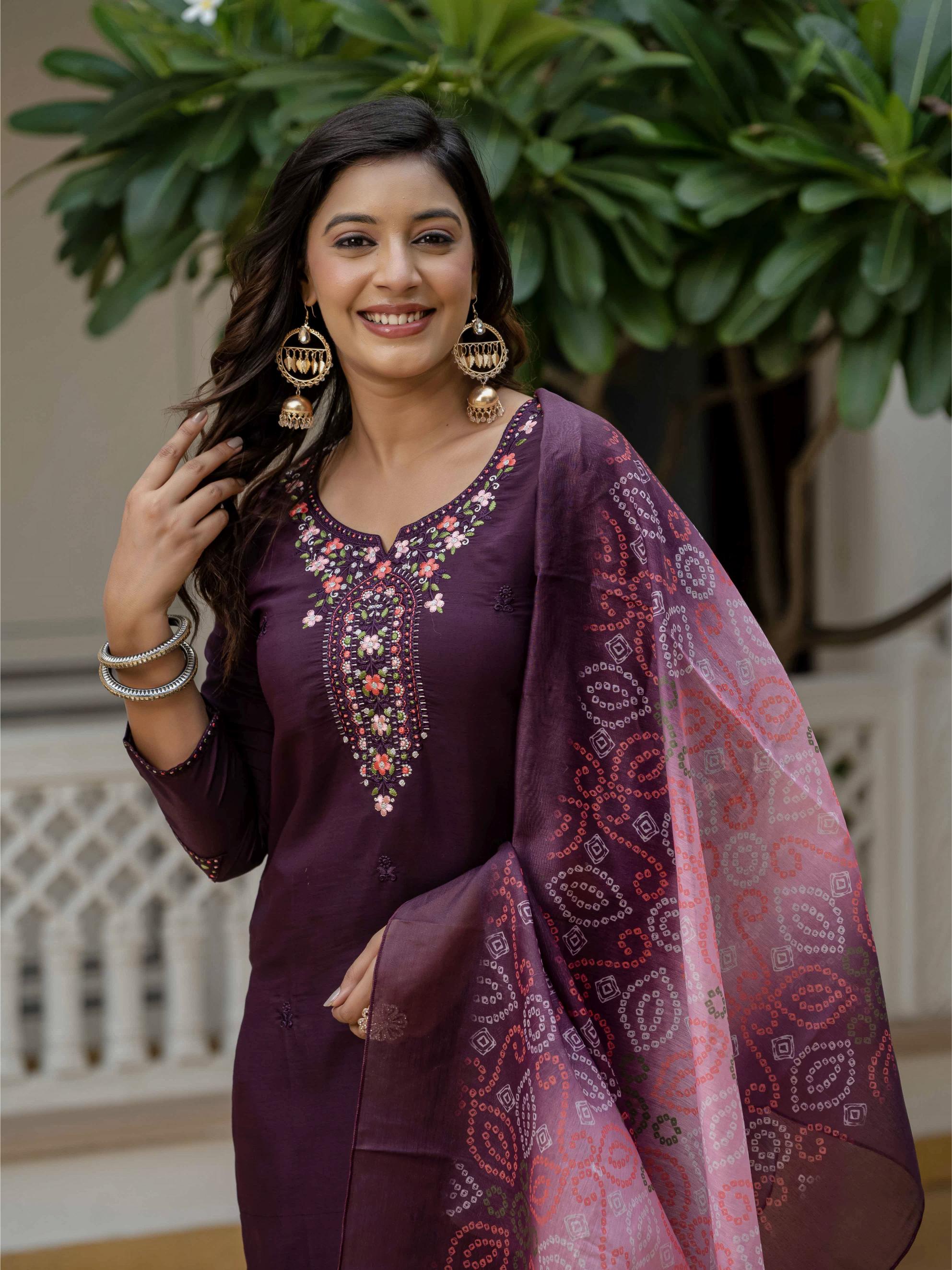 Wine Wine Roman Silk Salwar Suit