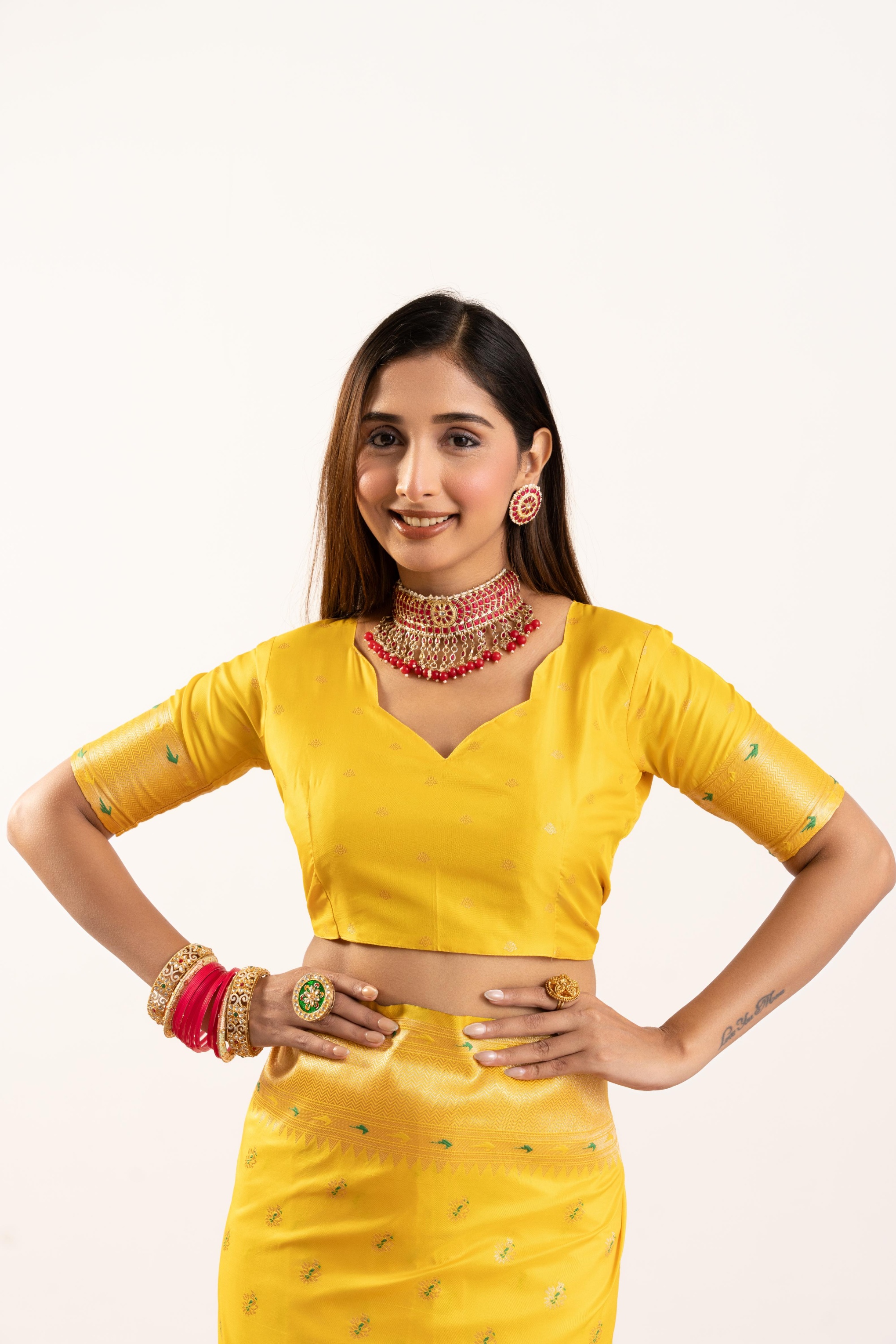 Yellow Banarasi Silk Woven Meenakari Paithani Saree