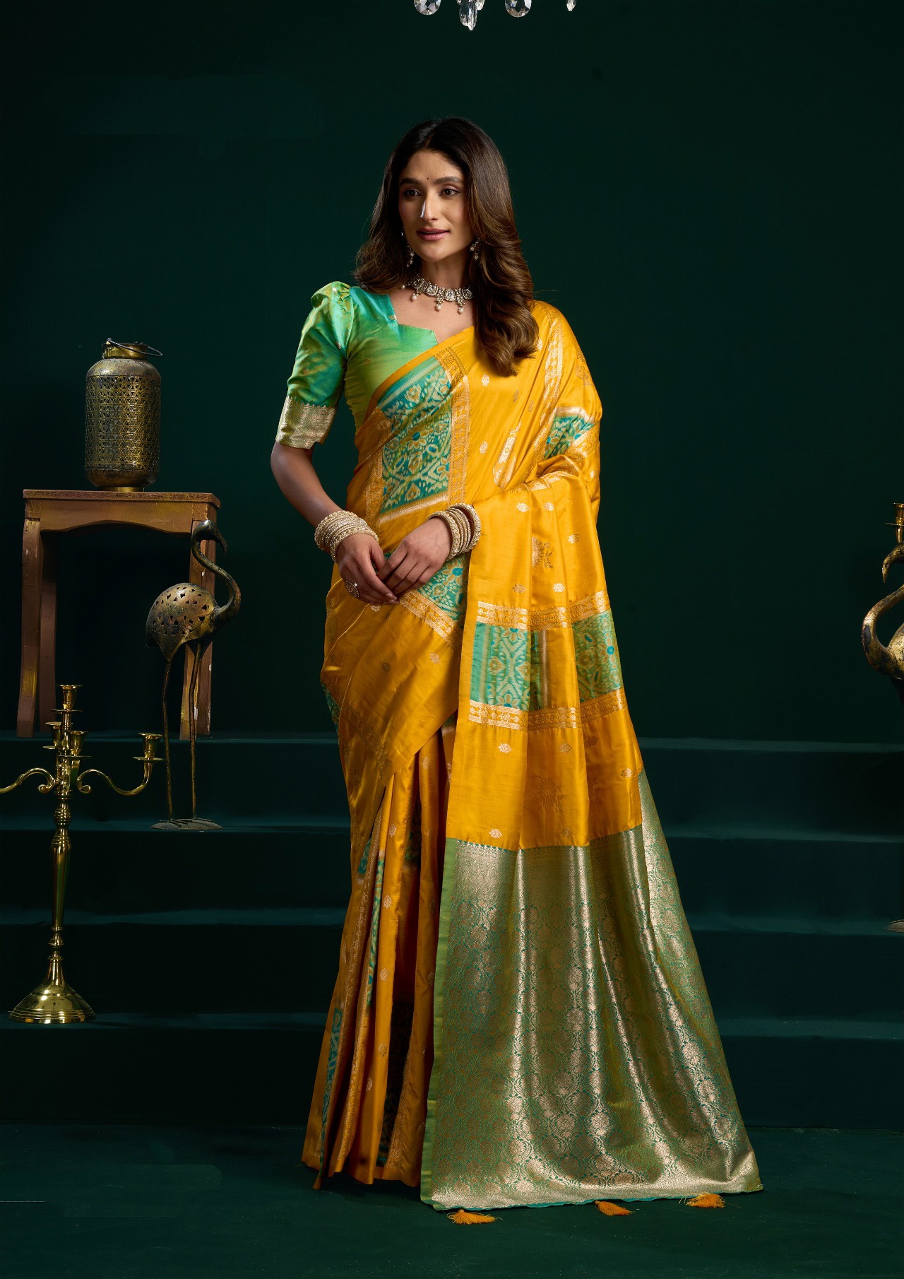 Yellow Banarasi Silk Zari Woven Traditional Saree