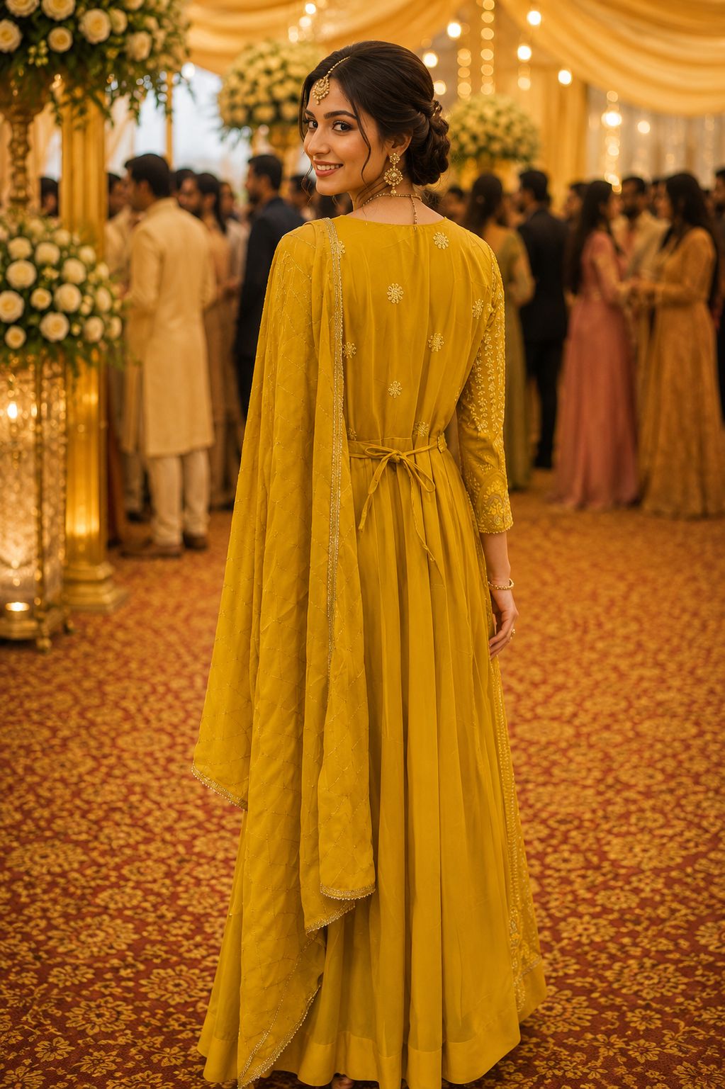 Yellow Chikankari Georgette Gown — alternate view