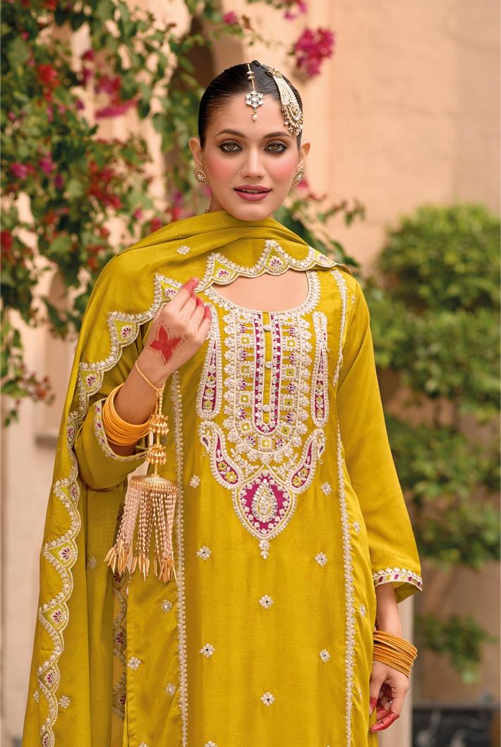 Yellow Chinnon Sharara Suits — alternate view