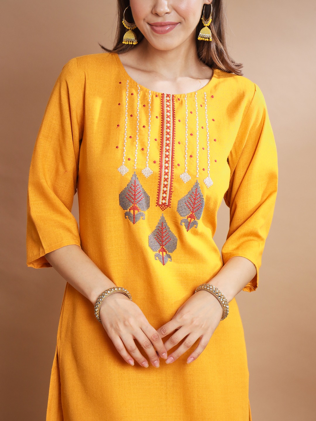 Yellow Contrast Dupatta Salwar Suit
