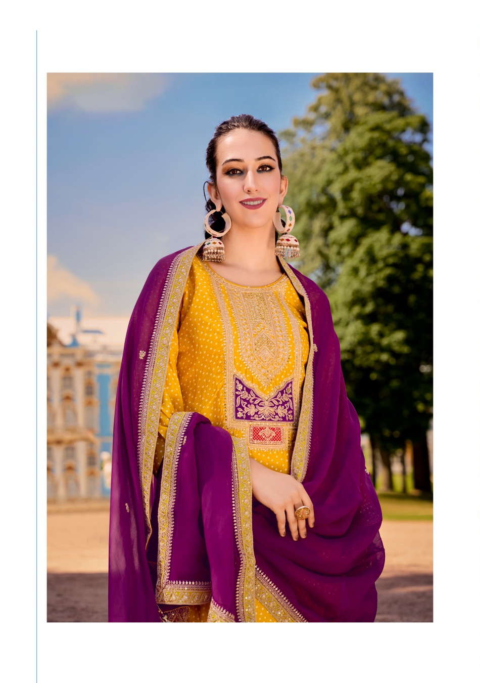 Yellow Digital Print Bambarg Salwar Suit — alternate view