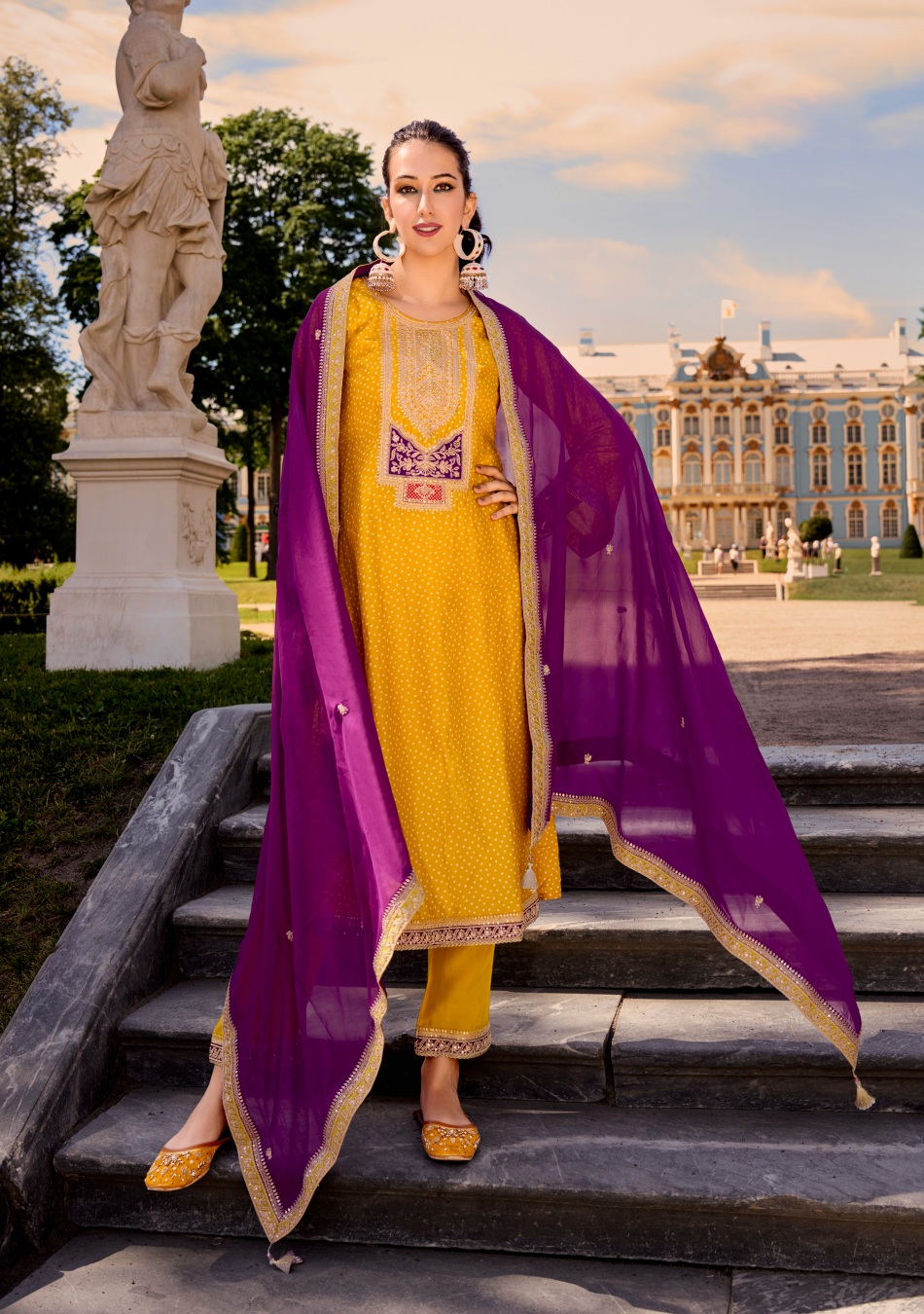 Yellow Digital Print Bambarg Salwar Suit