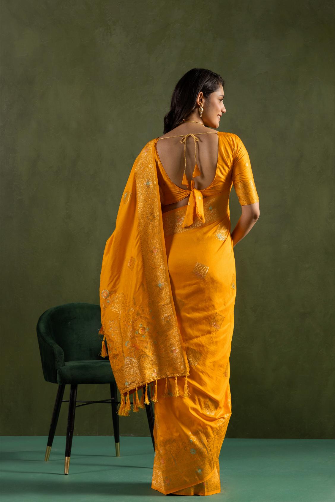 Yellow Dolla Silk Saree — alternate view