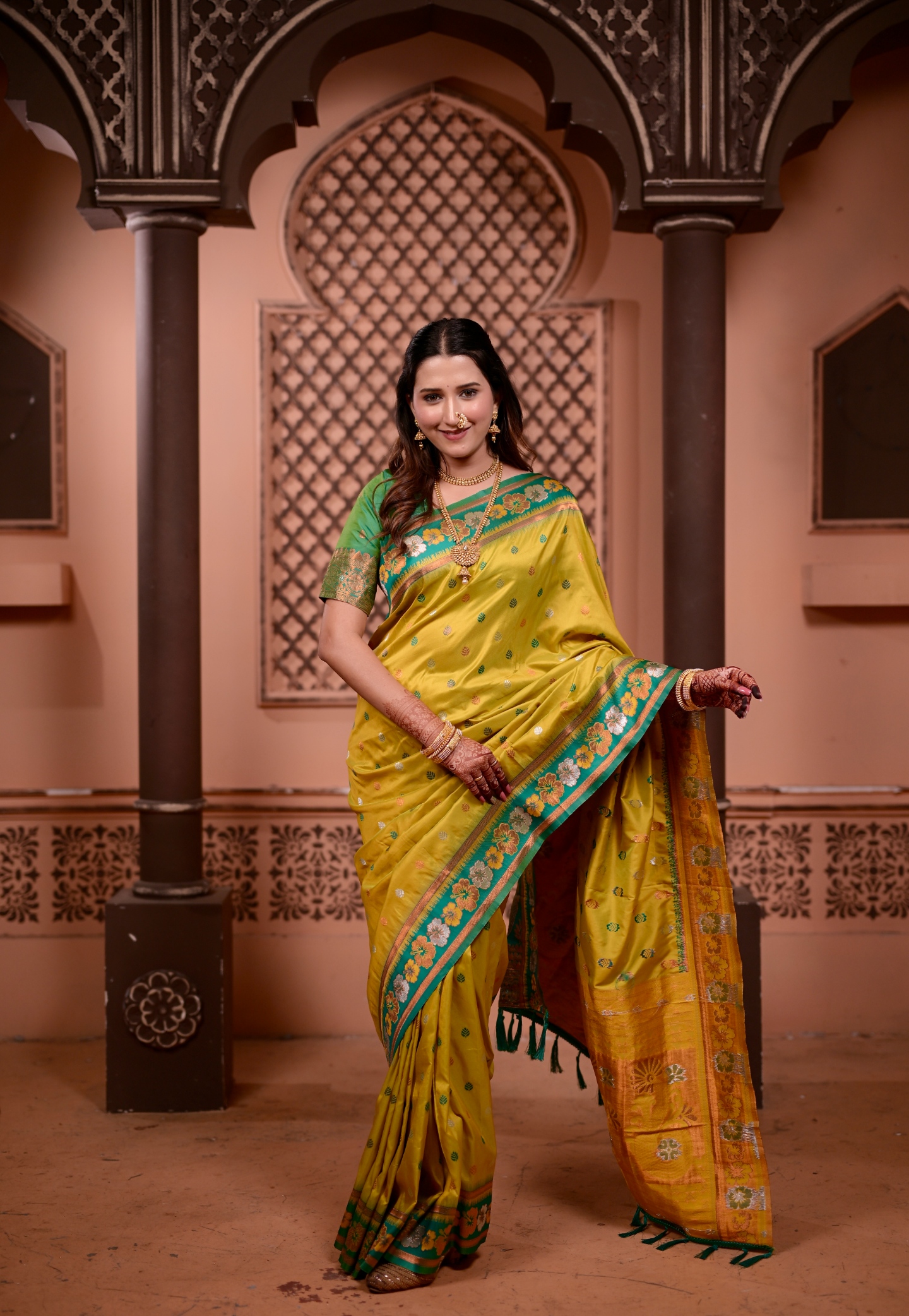 Yellow Ethnic Motif Zari Woven Soft Silk Saree
