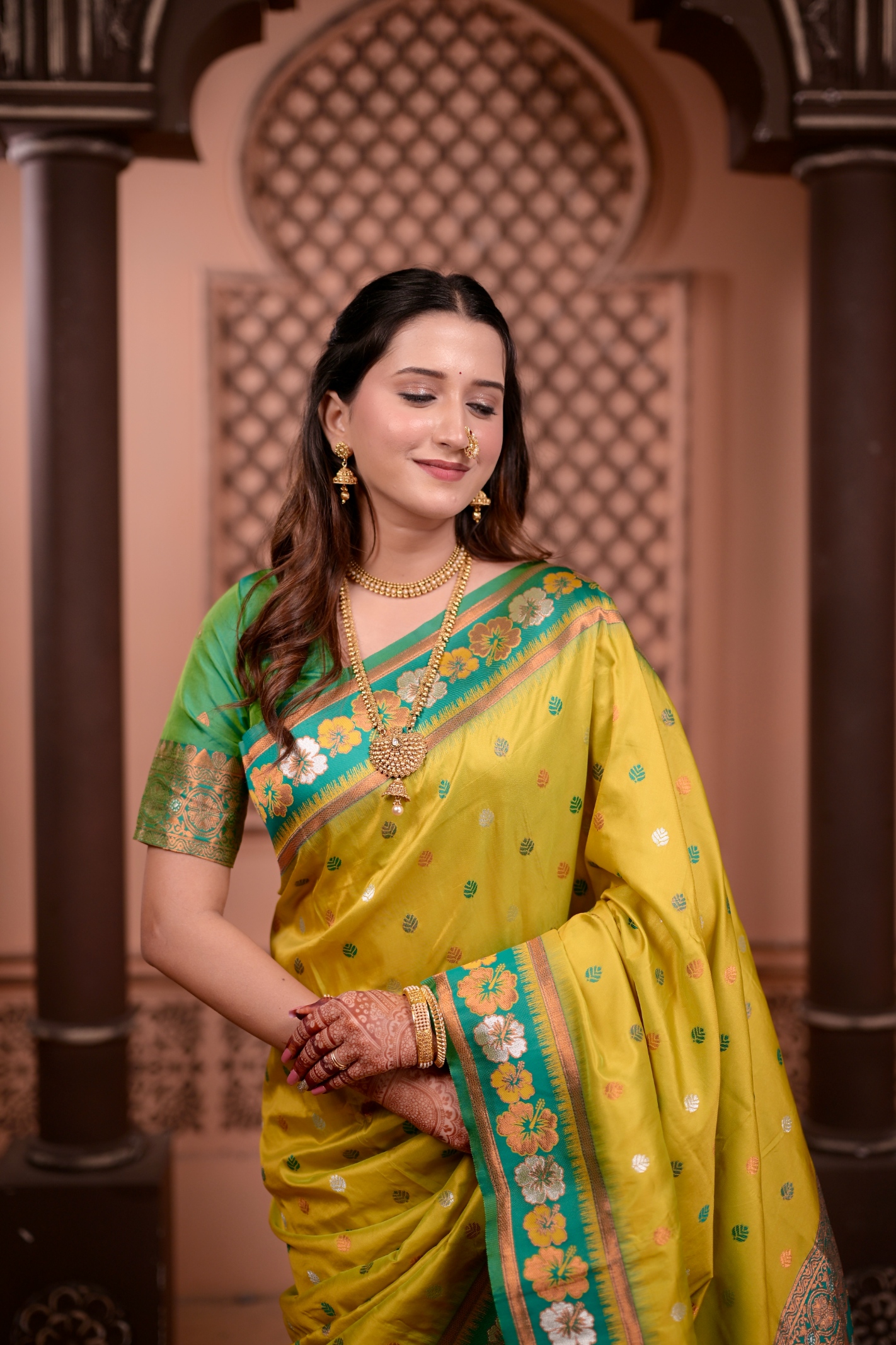Yellow Ethnic Motif Zari Woven Soft Silk Saree