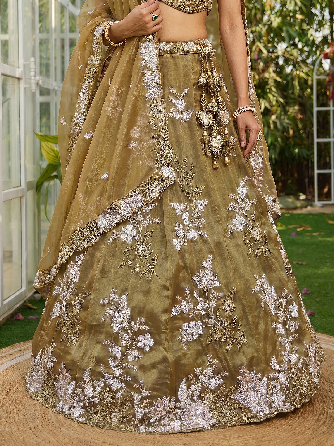 Yellow Floral Embroidered Bridal Lehenga Choli