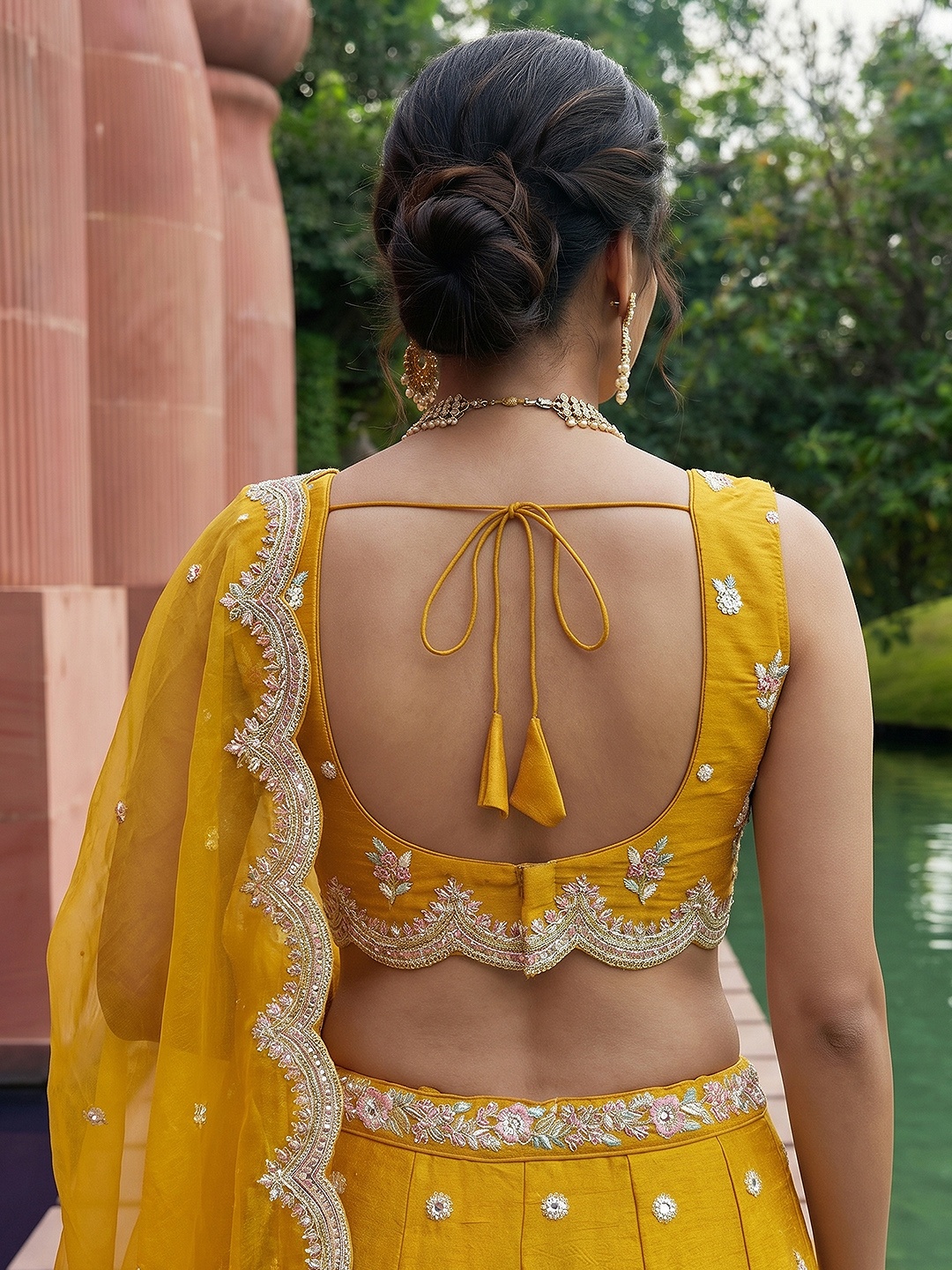 Yellow Floral Embroidered Bridal Lehenga Choli — alternate view