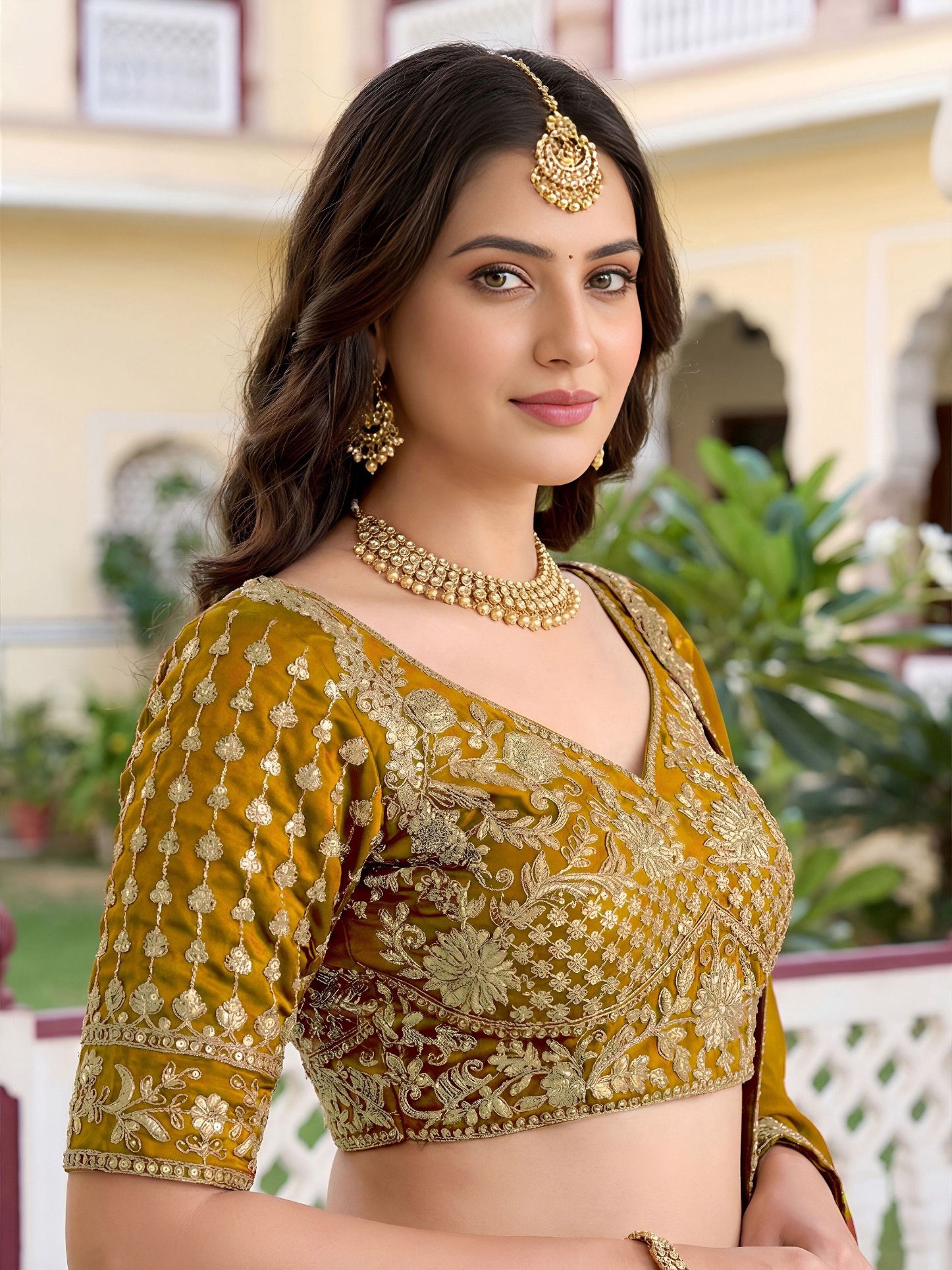 Yellow Floral Embroidered Rangoli Silk Lehenga Choli