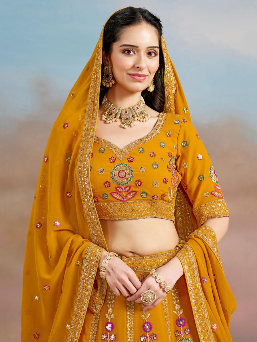 Yellow Georgette Festive Lehenga — alternate view