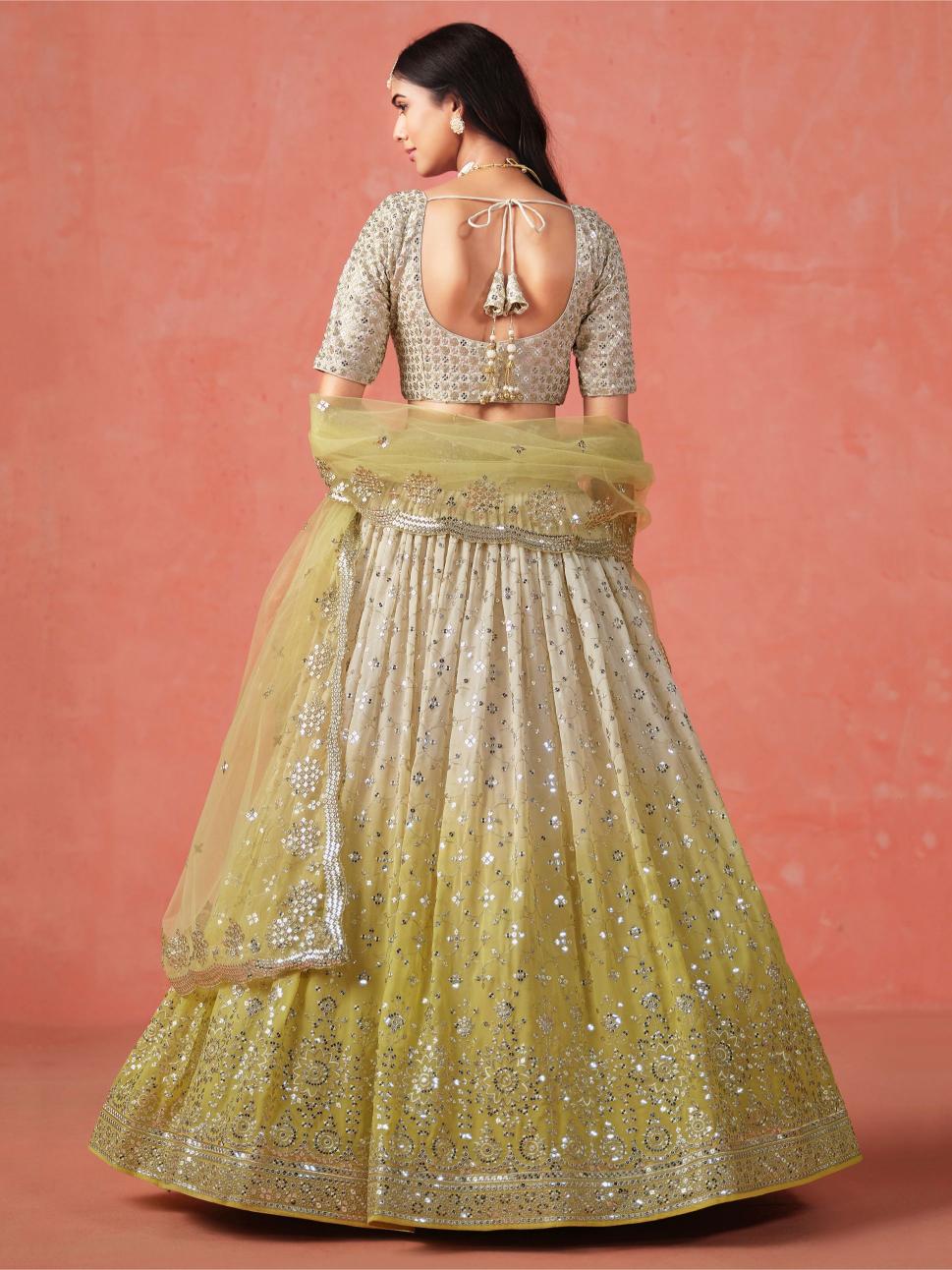 Yellow Georgette Festive Lehenga — alternate view
