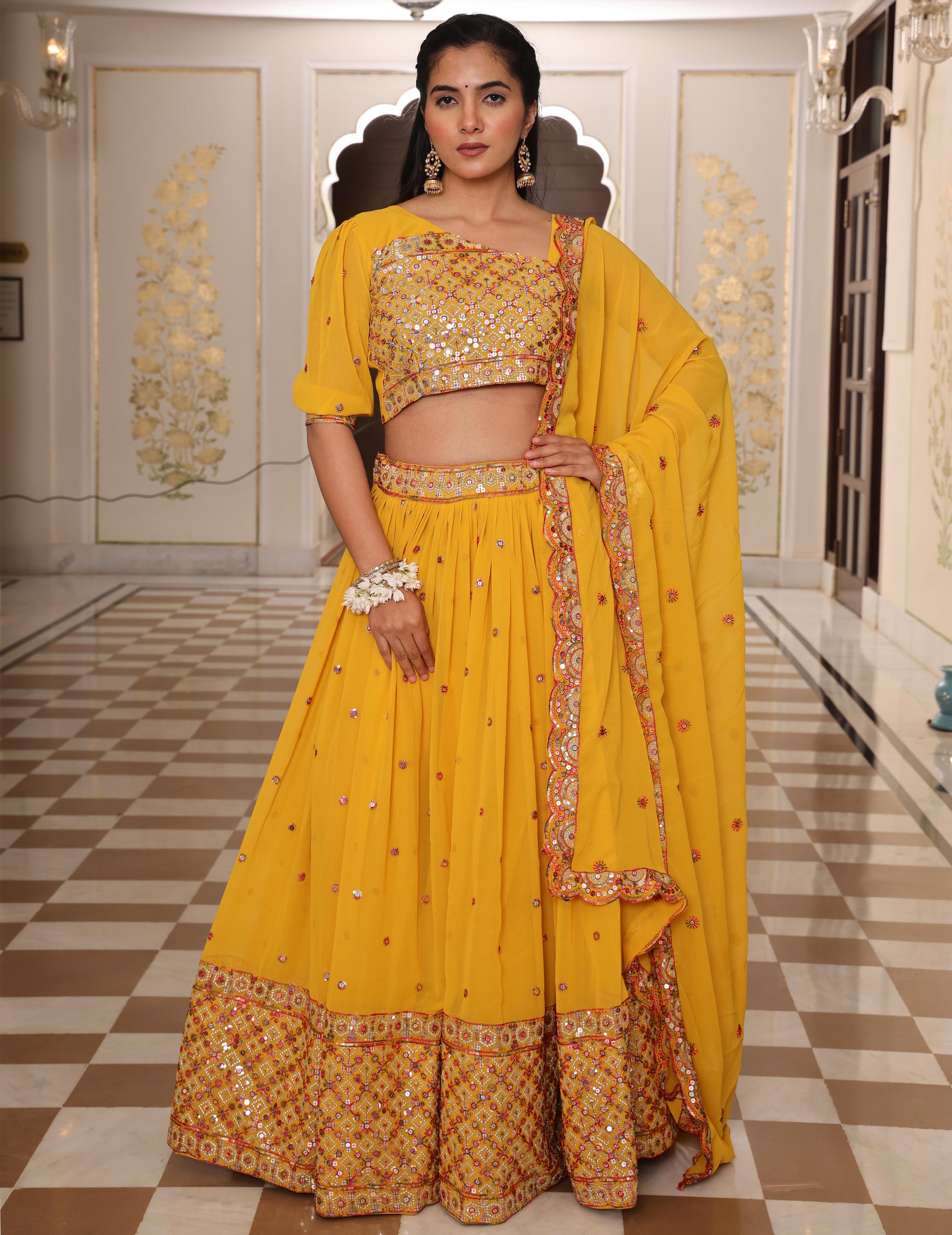 Yellow Georgette Lehenga Choli
