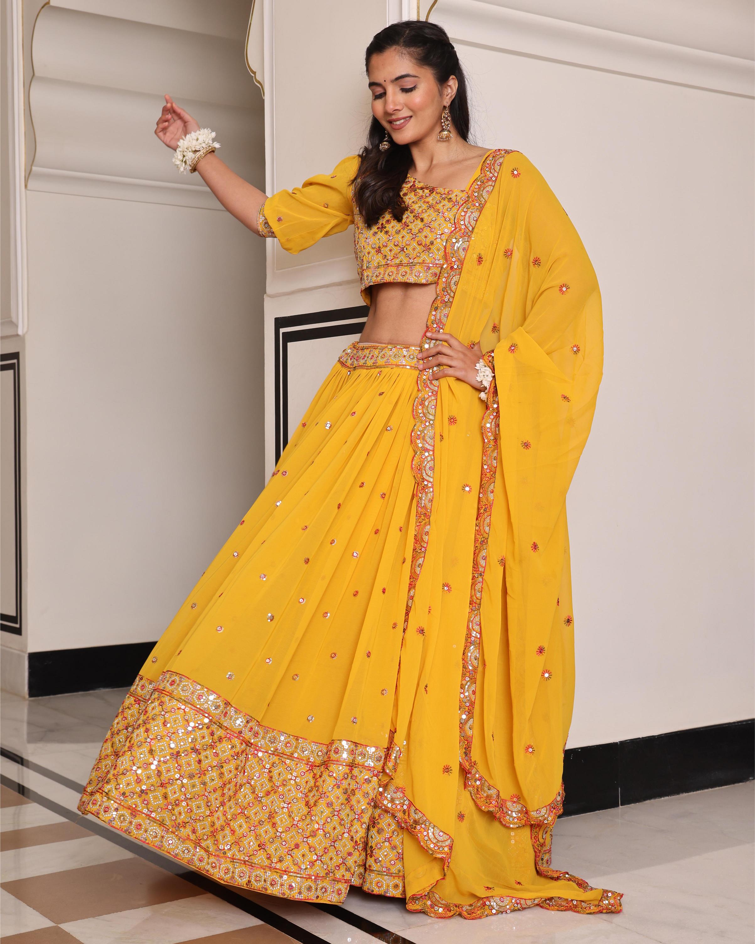 Yellow Georgette Lehenga Choli — alternate view
