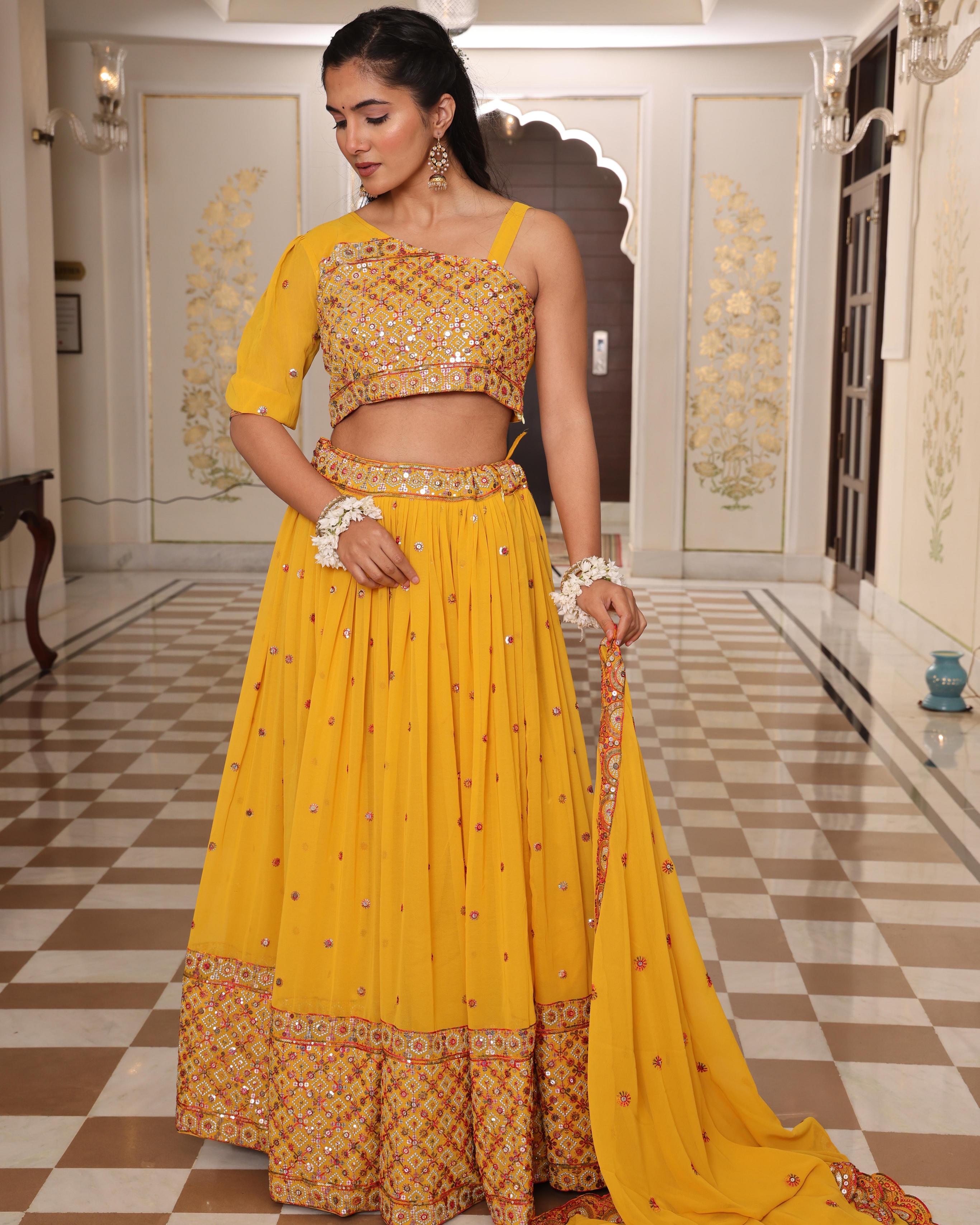 Yellow Georgette Lehenga Choli