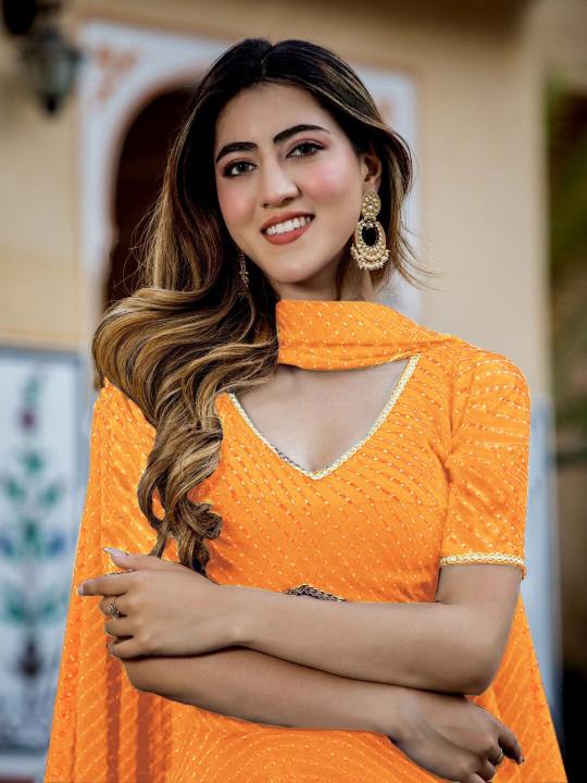 Yellow Georgette Lehenga Choli