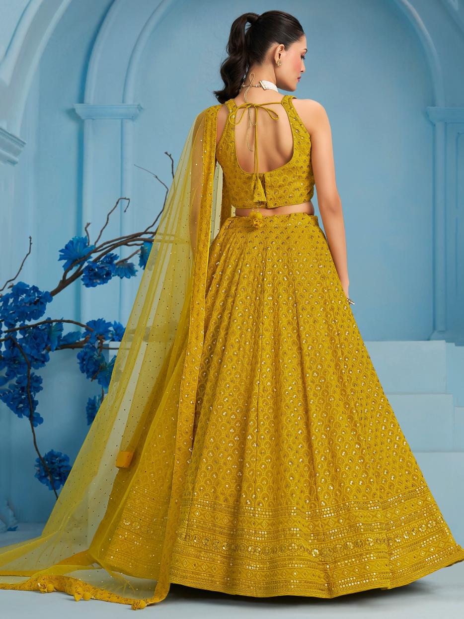 Yellow Georgette Lehenga Choli — alternate view