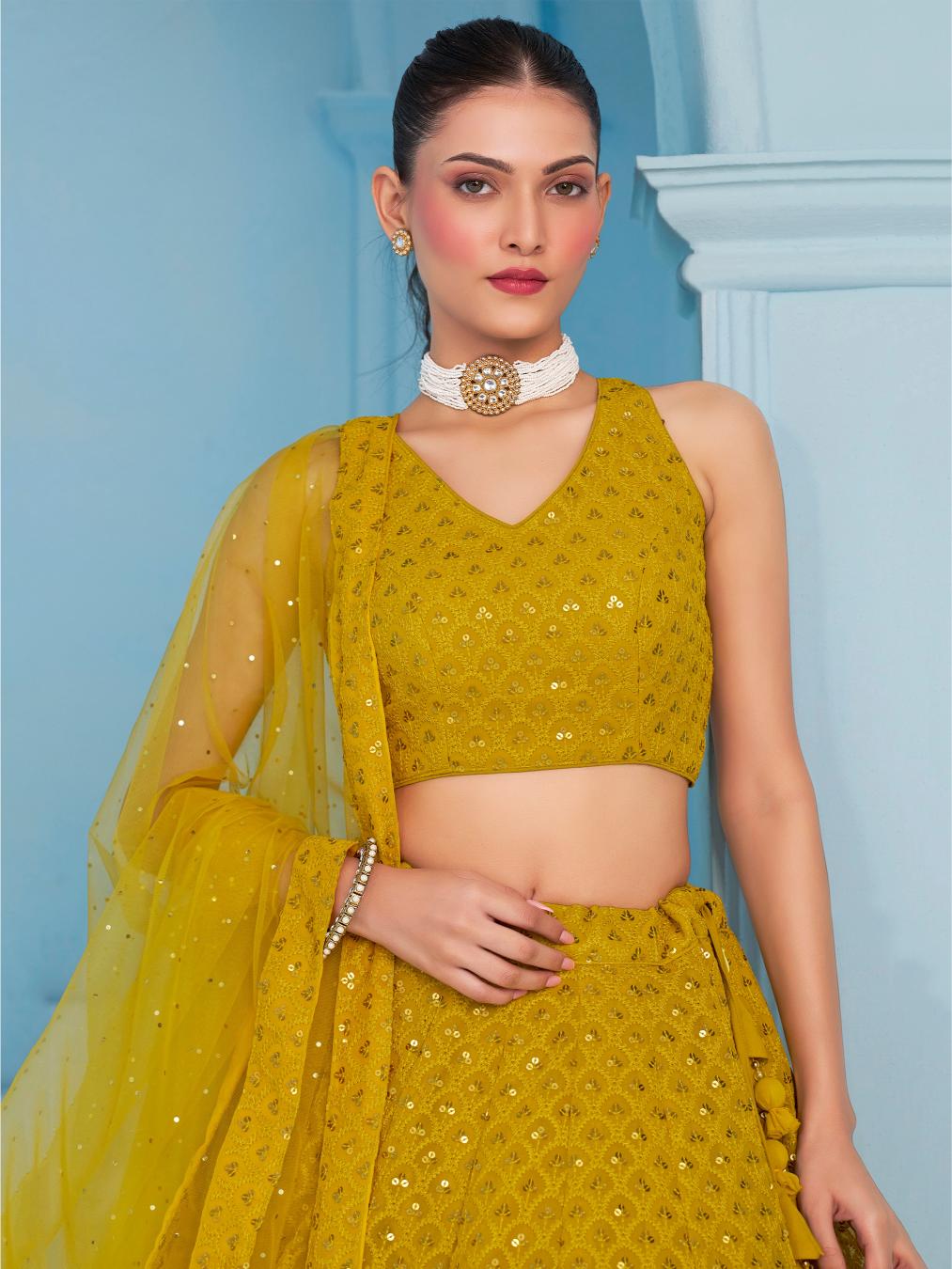 Yellow Georgette Lehenga Choli