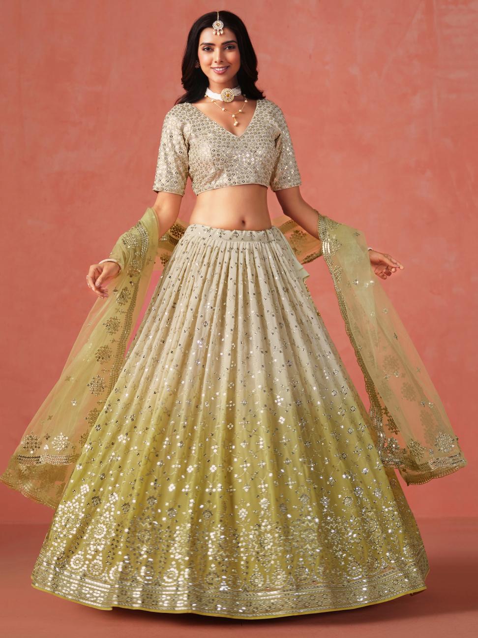 Yellow Georgette Lehenga Choli With Dupatta