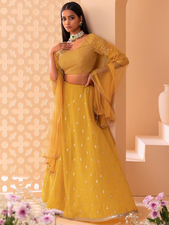Yellow Georgette Party Wear Lehenga