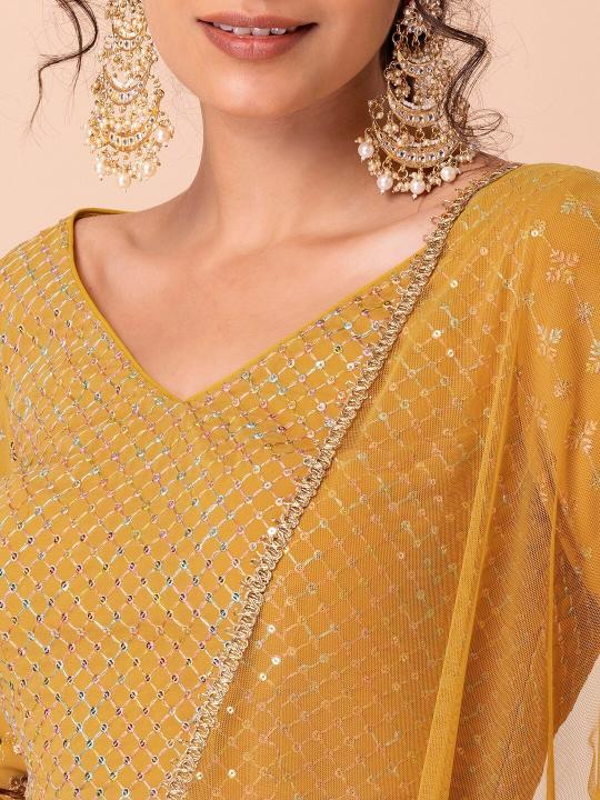 Yellow Georgette Party Wear Lehenga