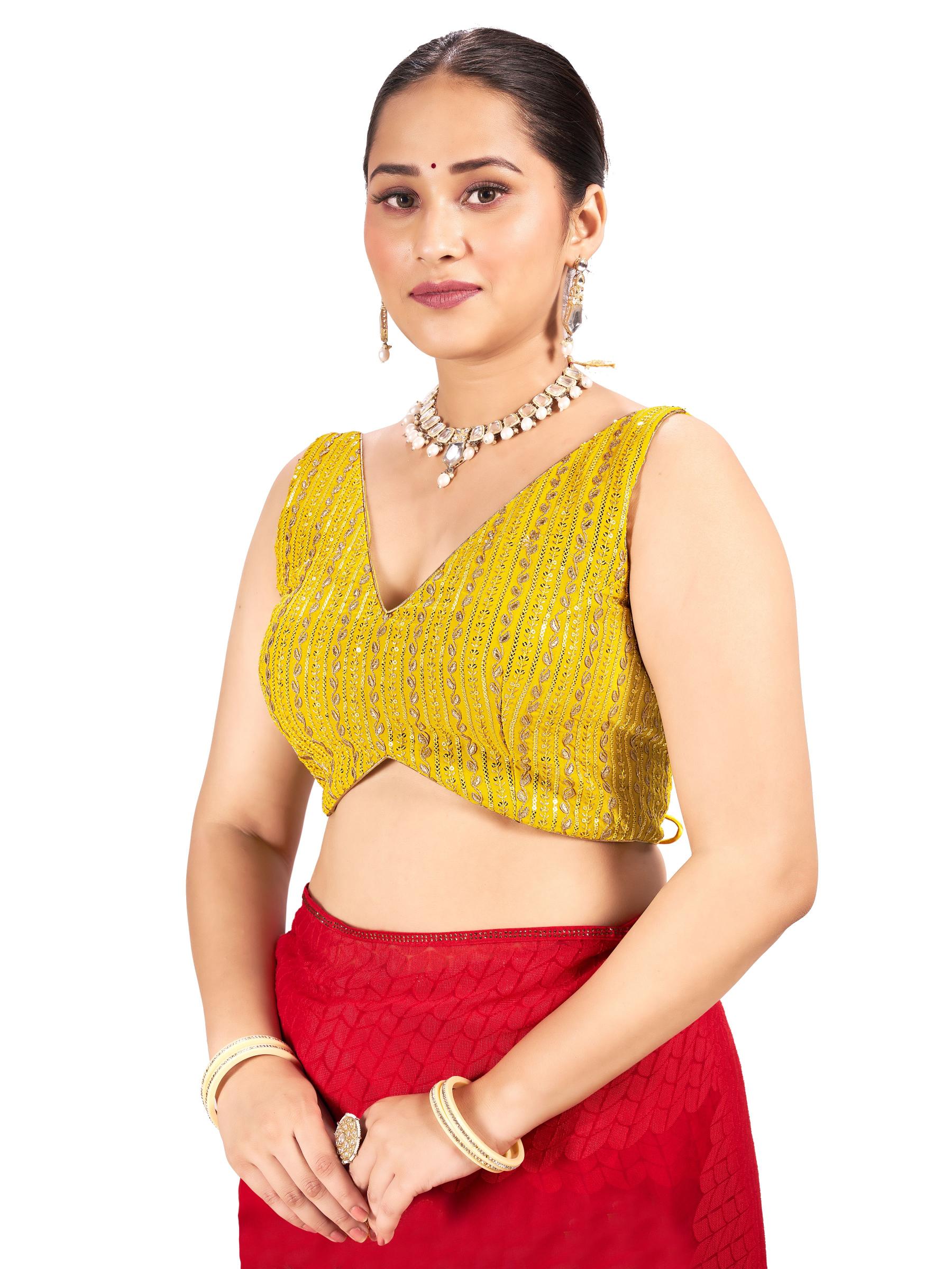 Yellow Georgette Readymade Blouse