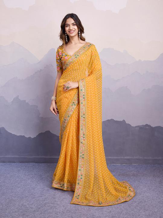 Yellow Georgette Saree