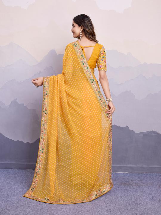 Yellow Georgette Saree — alternate view