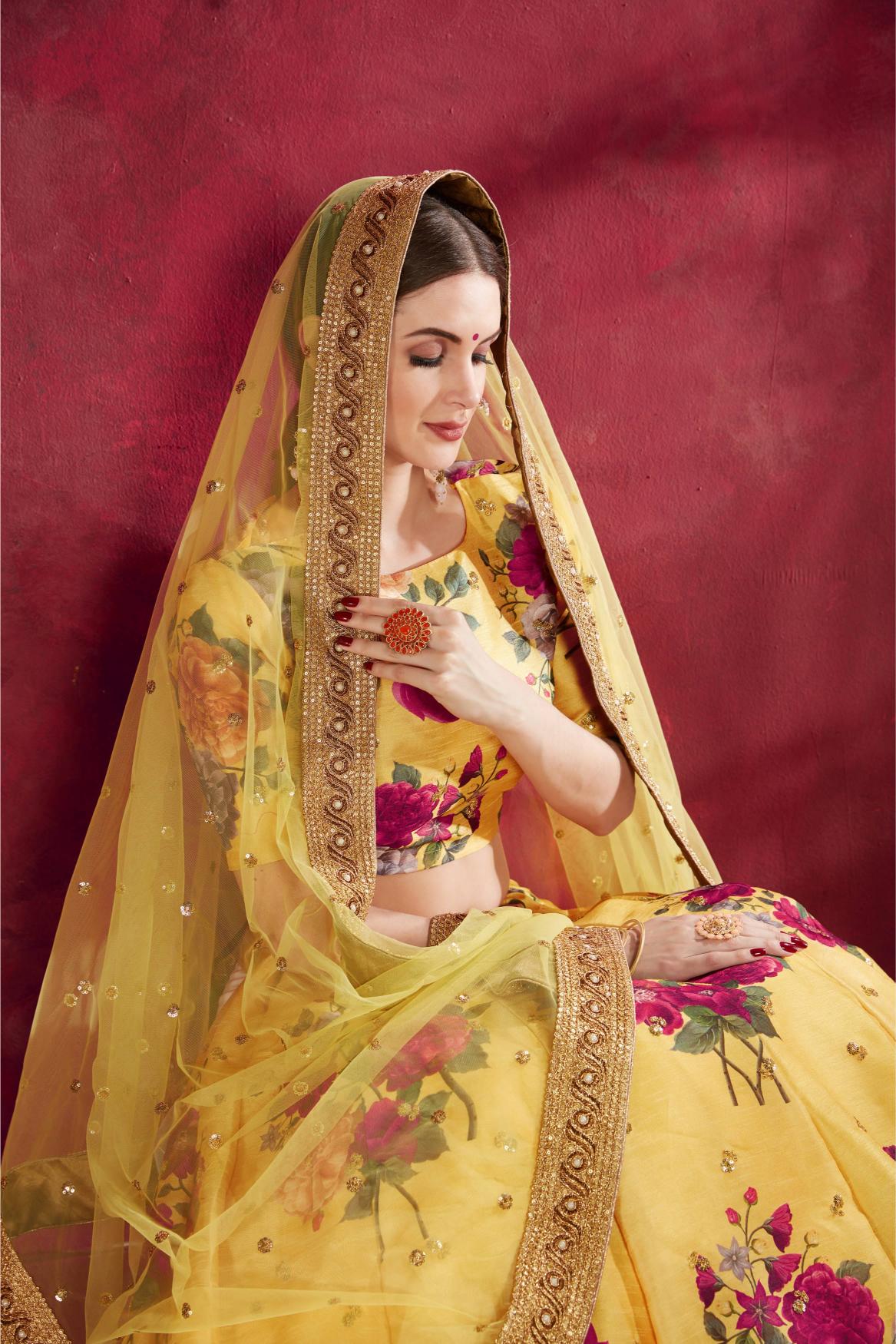 Yellow Heavy Banglori Silk Lehenga Choli — alternate view