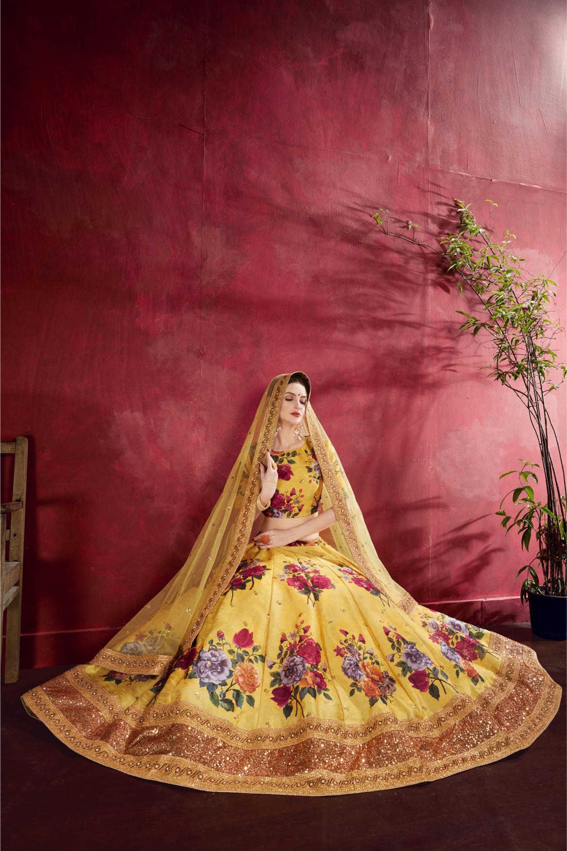 Yellow Heavy Banglori Silk Lehenga Choli