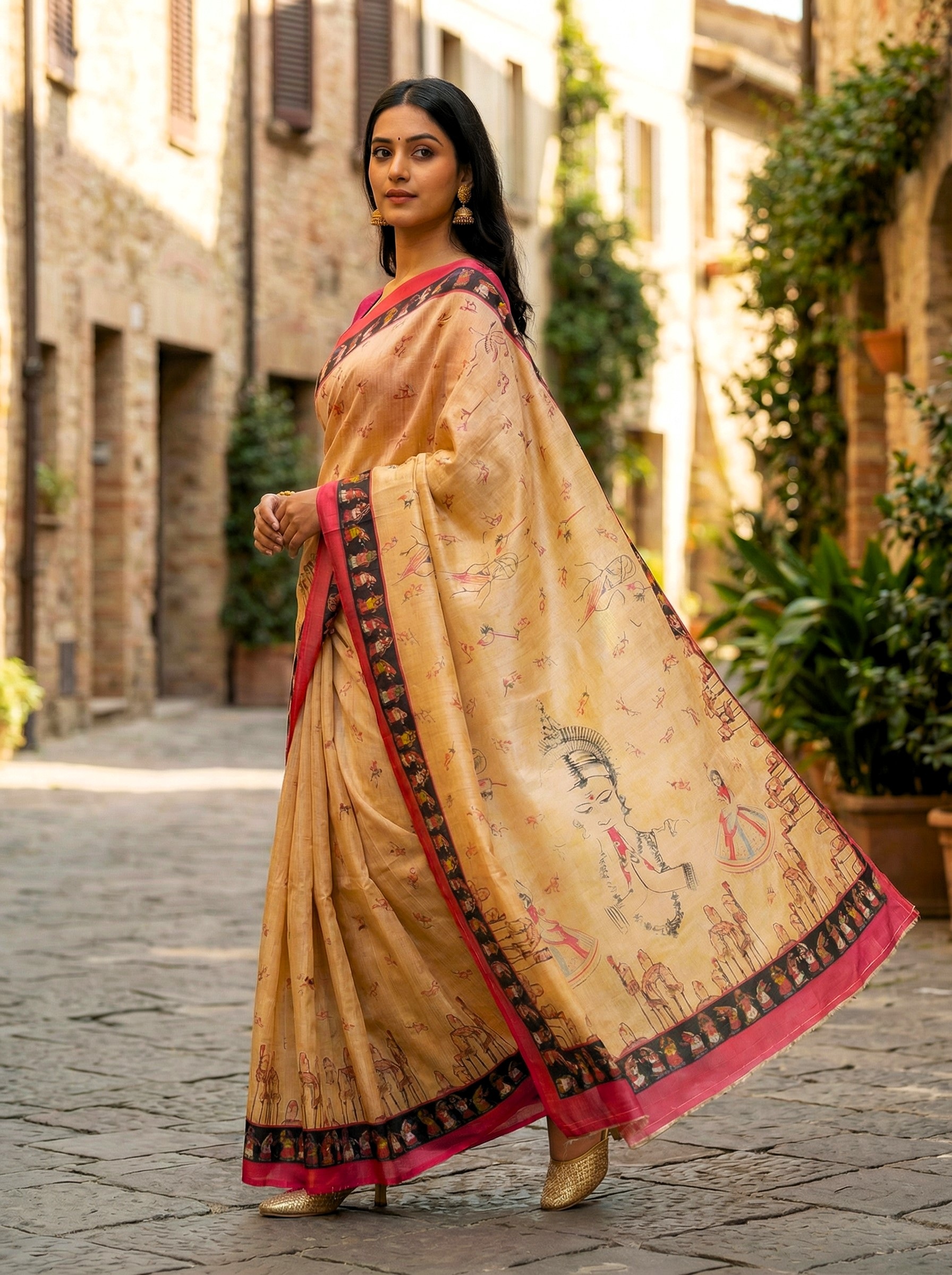 Yellow Heritage Printed Assam Silk Regal Heritage Saree — alternate view