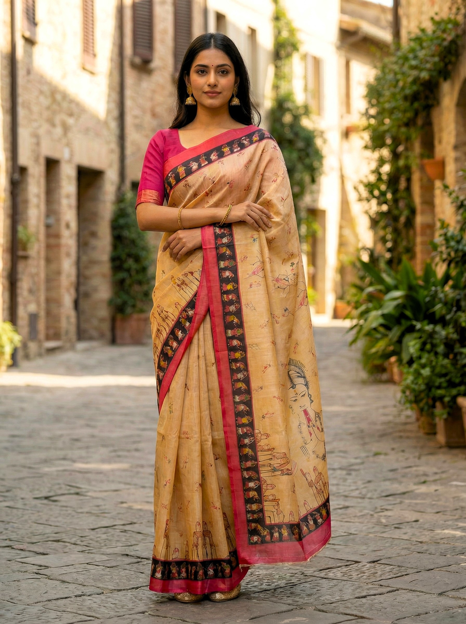 Yellow Heritage Printed Assam Silk Regal Heritage Saree