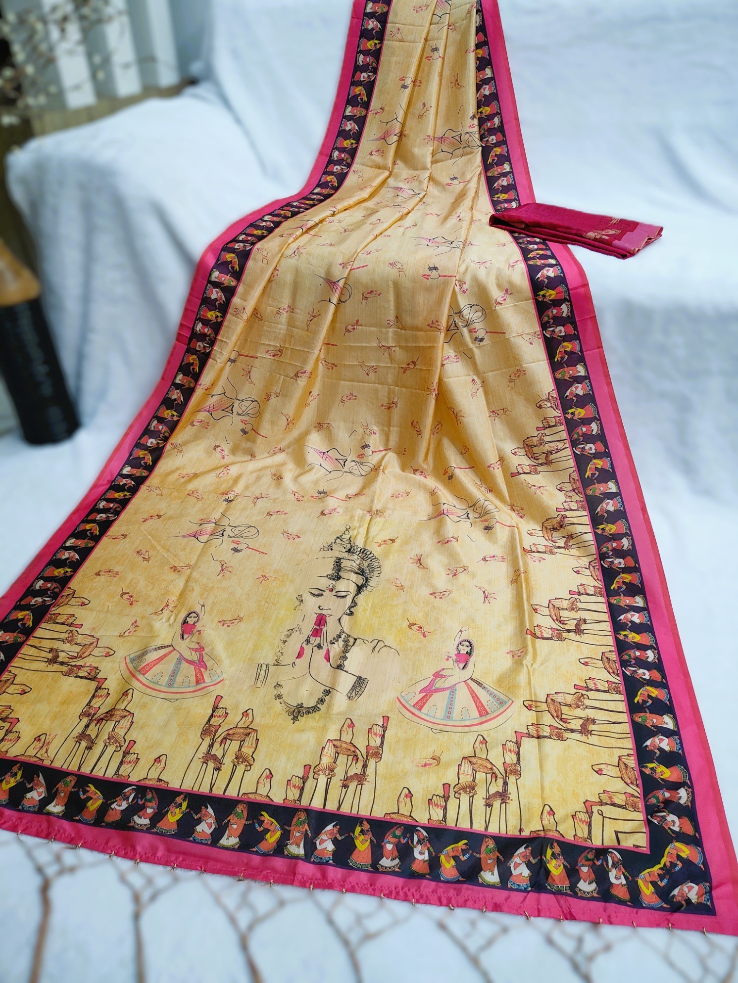 Yellow Heritage Printed Assam Silk Regal Heritage Saree