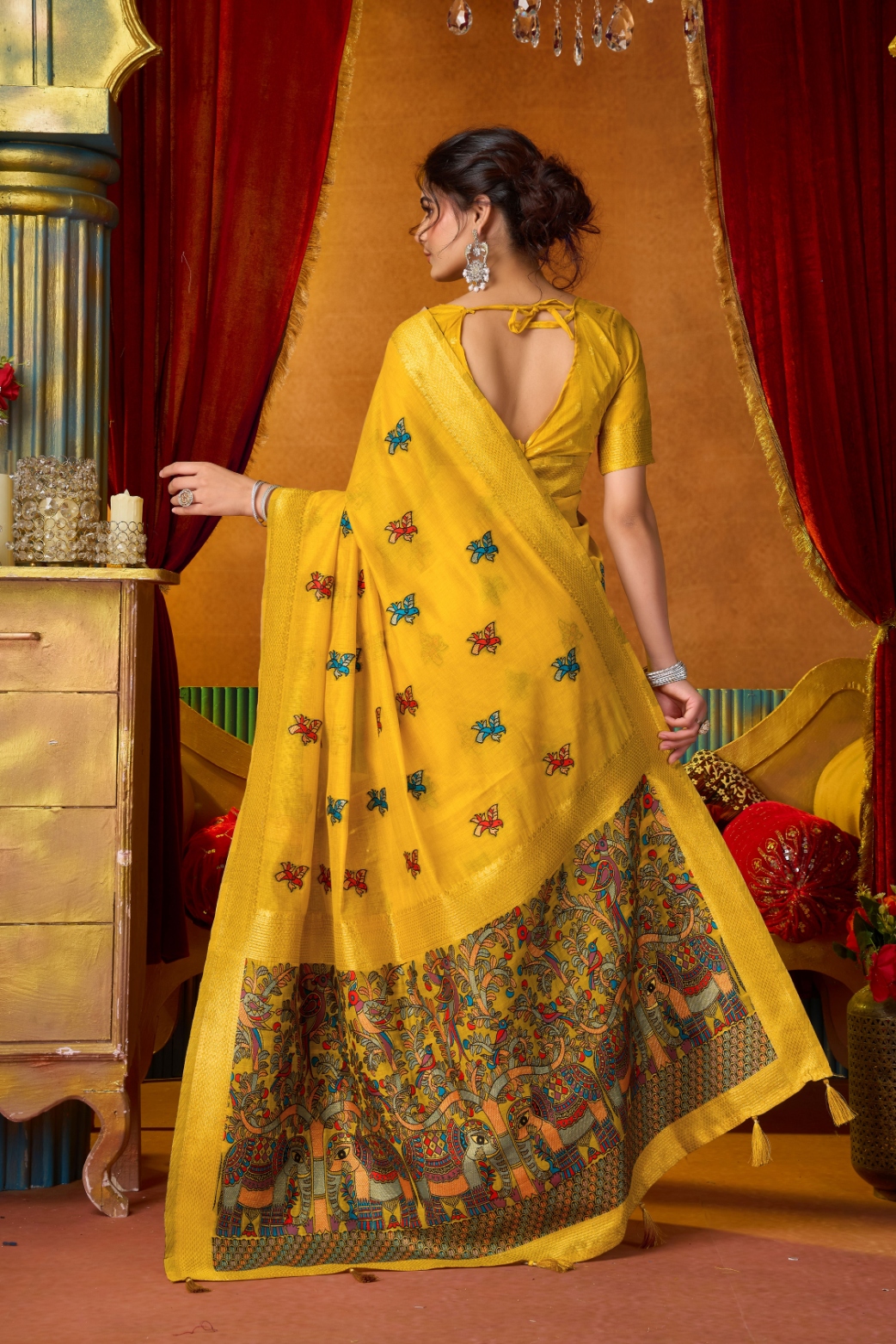Yellow Heritage Woven Modal Silk Saree — alternate view