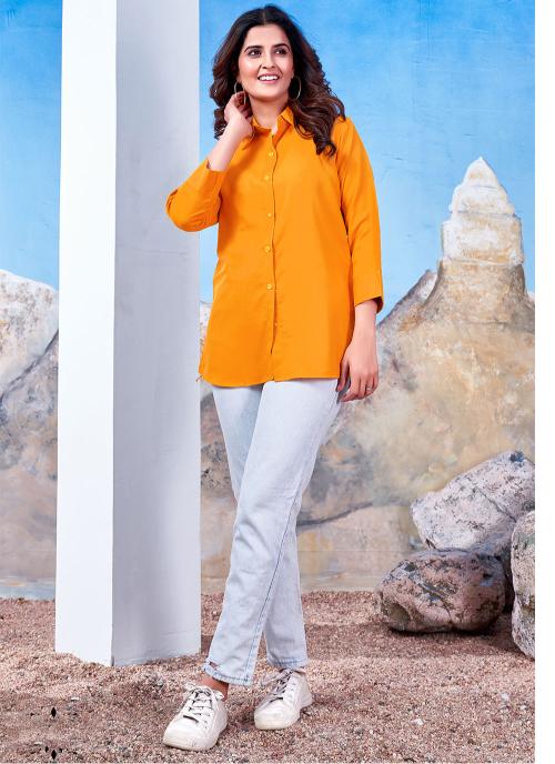Yellow Maaza Cotton Readymade Shirt