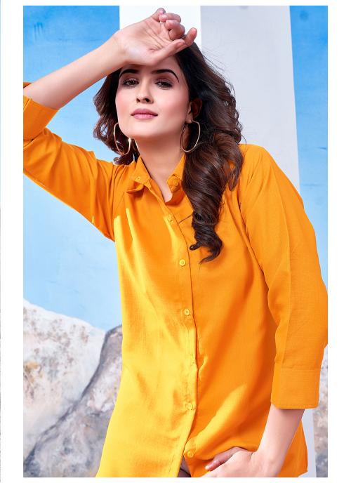 Yellow Maaza Cotton Readymade Shirt