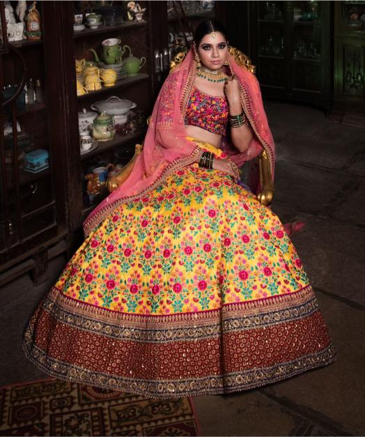Yellow Mulberry Silk Lehenga Choli