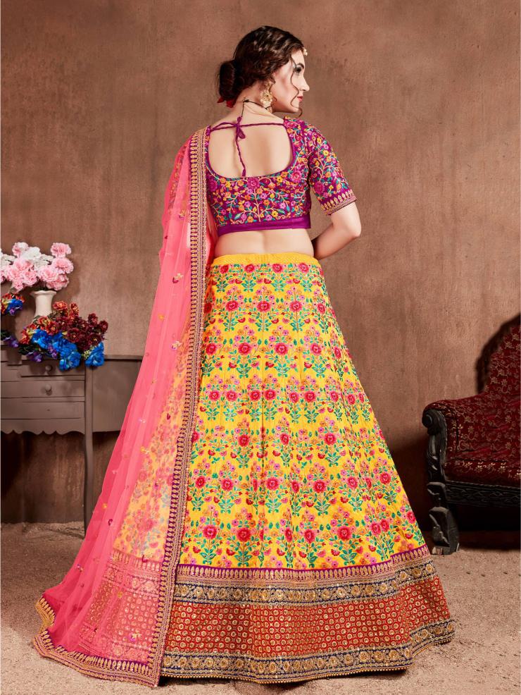Yellow Mulberry Silk Lehenga Choli — alternate view