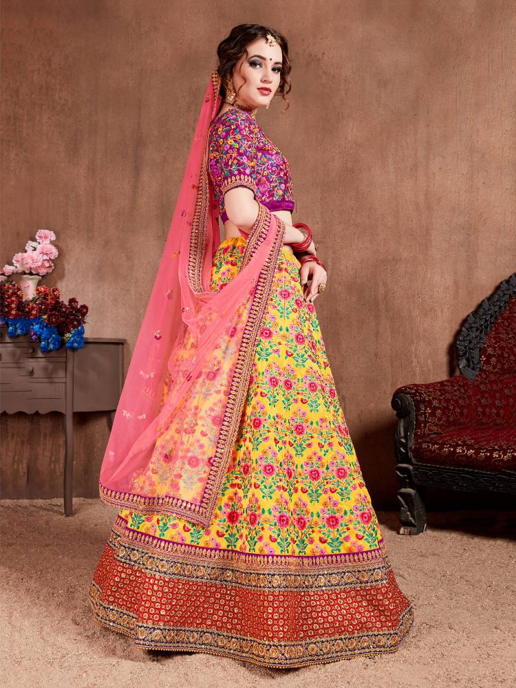 Yellow Mulberry Silk Lehenga Choli