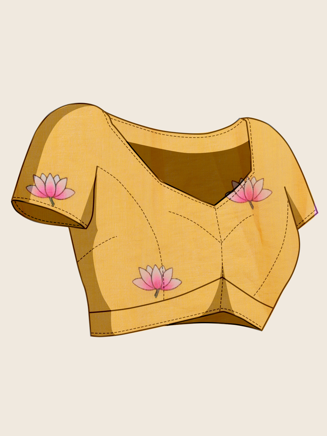 Yellow Mustard Linen Silk Printed Saree