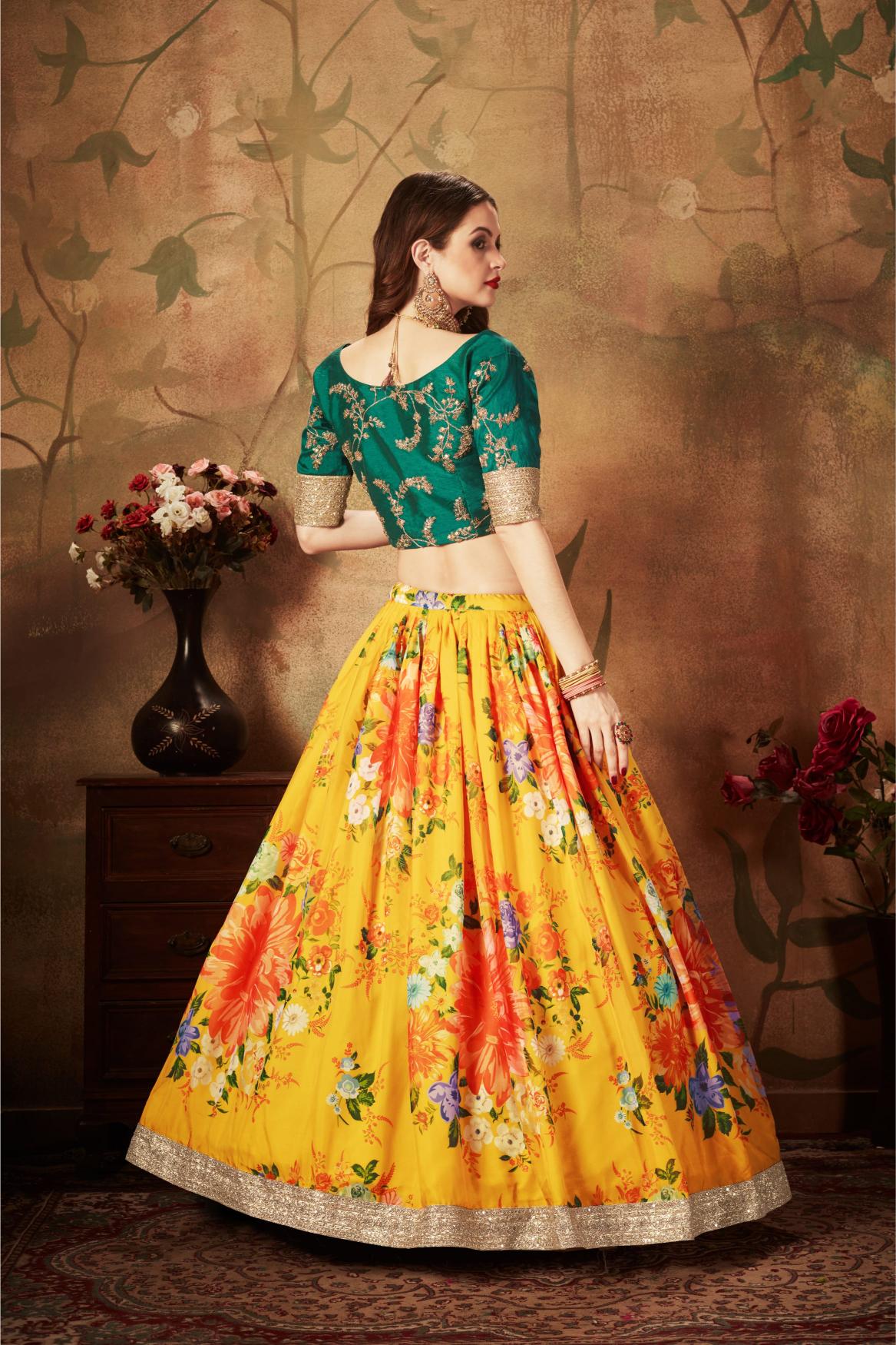 Yellow N Green Organza Lehenga Choli — alternate view