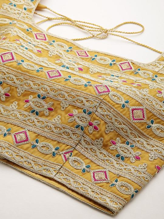 Yellow Organza Embroidered Readymade Blouse