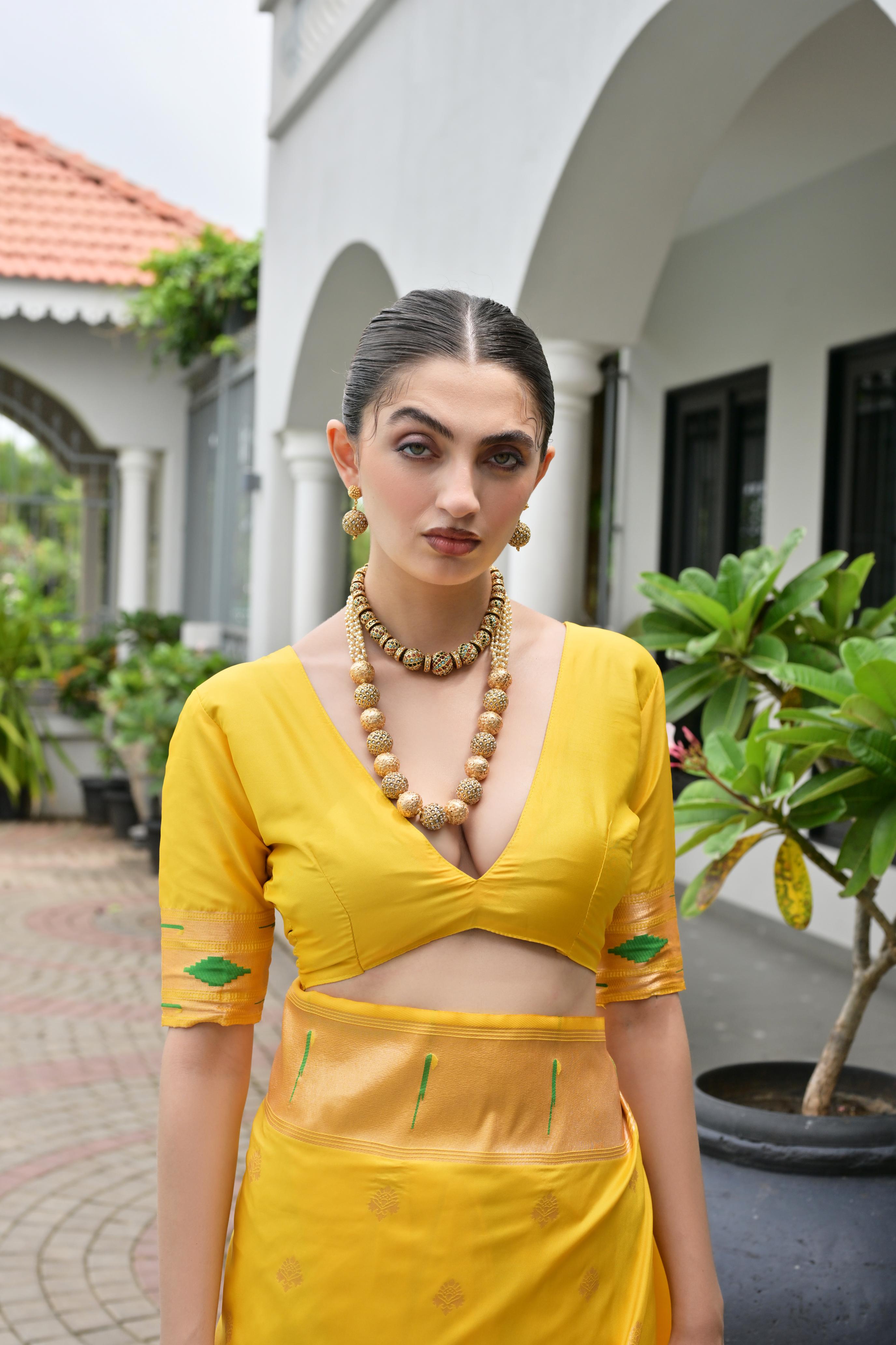 Yellow Paithani Woven Designer Banarasi Silk Saree