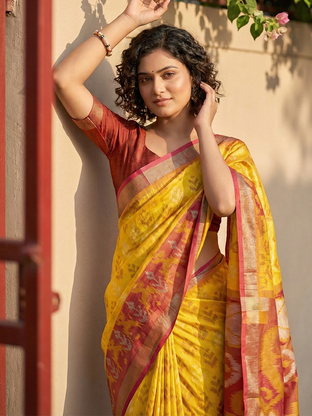 Yellow Pochampally Silk Woven Saree