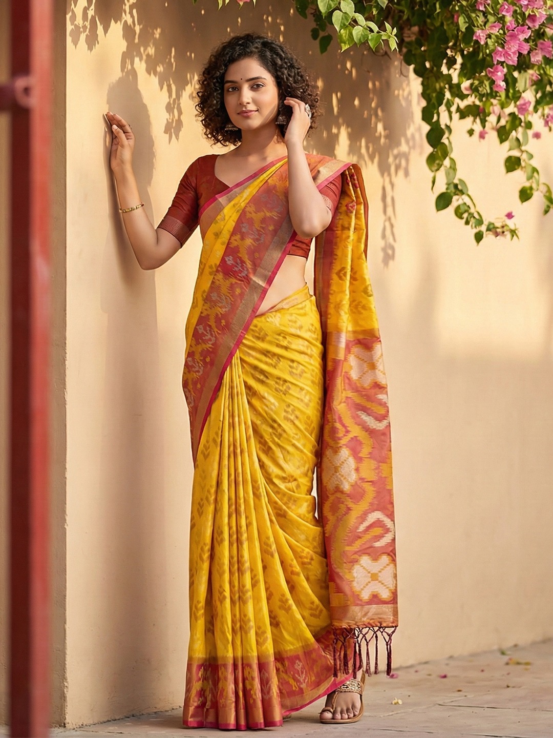 Yellow Pochampally Silk Woven Saree