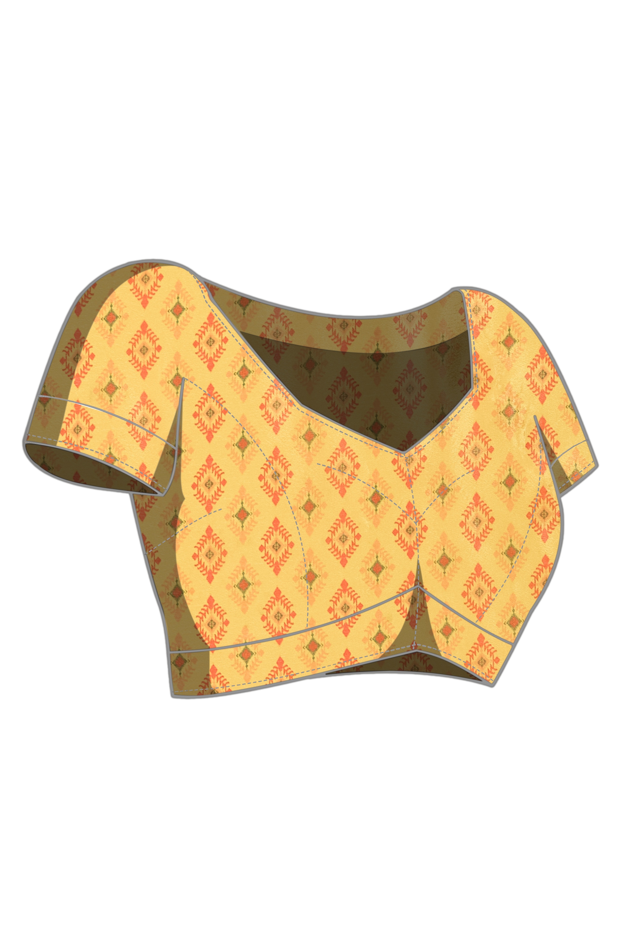 Yellow Printed Satin Ready To Wear Saree