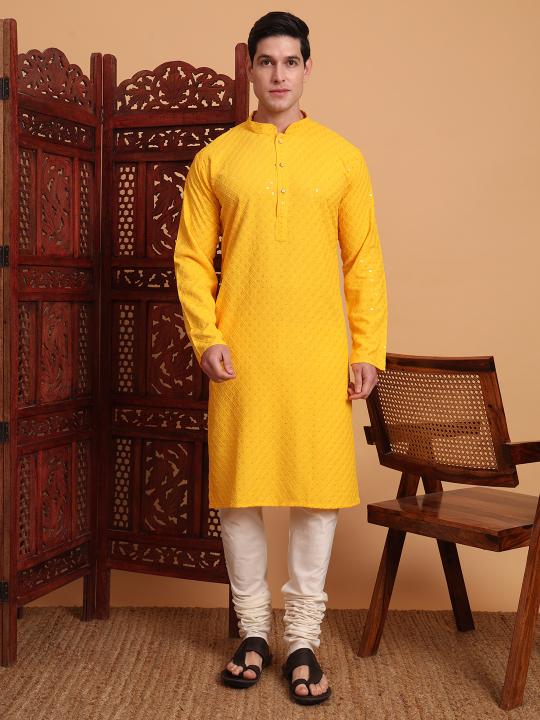 Yellow Rayon Kurta Payjama — alternate view