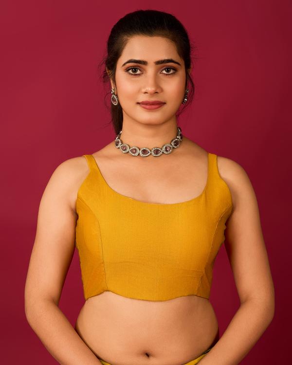 Yellow Satin Readymade Blouse