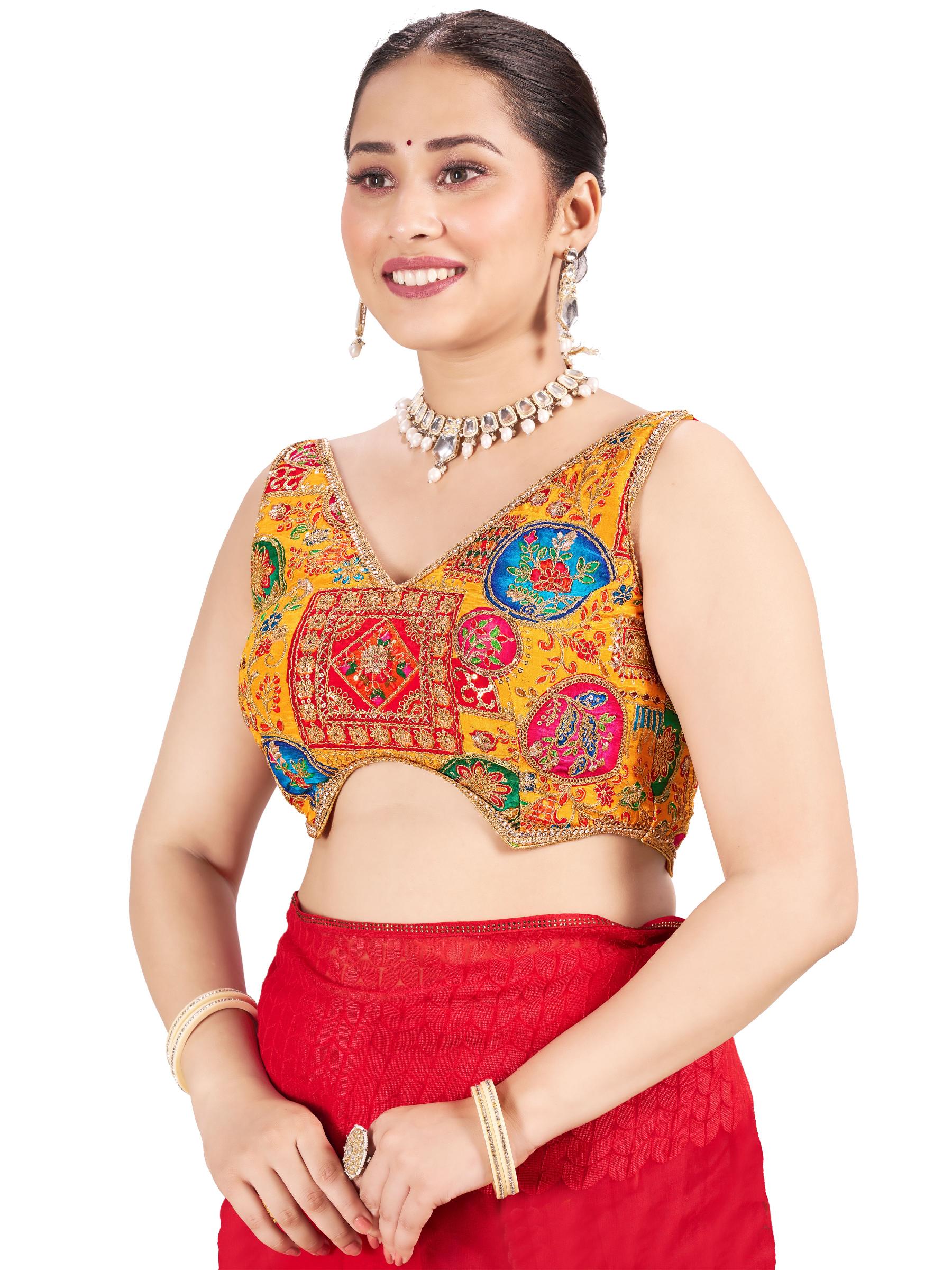 Yellow Silk Readymade Blouse