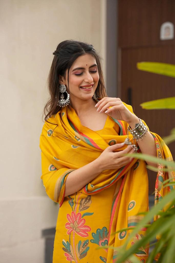 Yellow Silk Readymade Suits